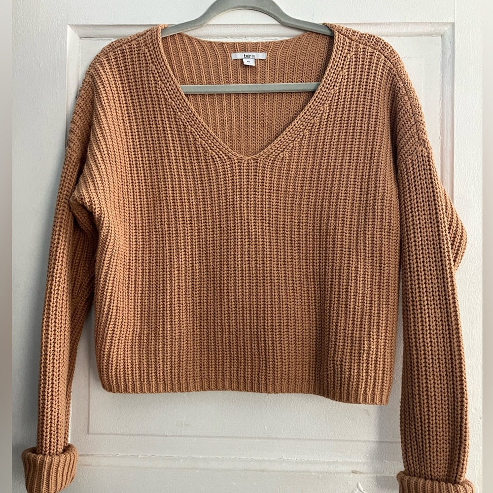 Bar 111 Tan Knit Sweater Cropped Neutral Sweater